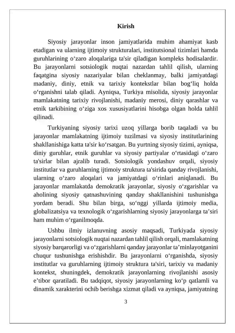SIYOSIY JARAYONLAR SOTSIOLOGIK NIQTAI NAZARIDAN TAHLIL VA TALQIN TURKIYA 3