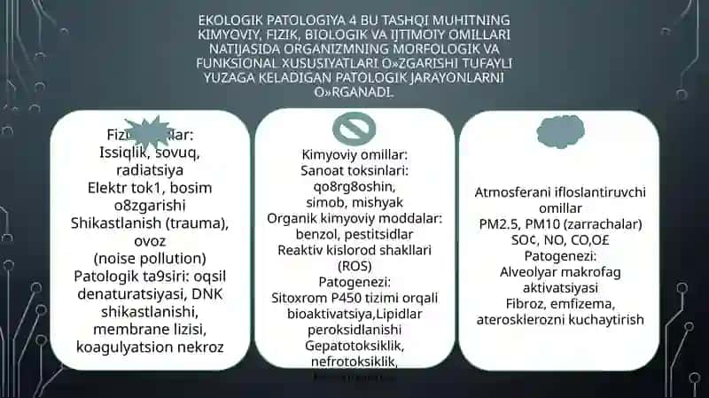 atrof muhit va ovqatlanish bilan bog’liq kasalliklar patologik fiziologiya 3