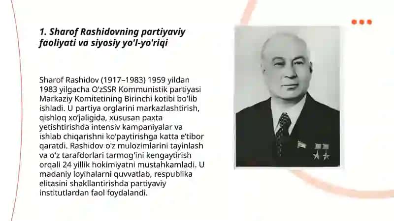 Sharof Rashidov siyosiy faoliyati haqida 3