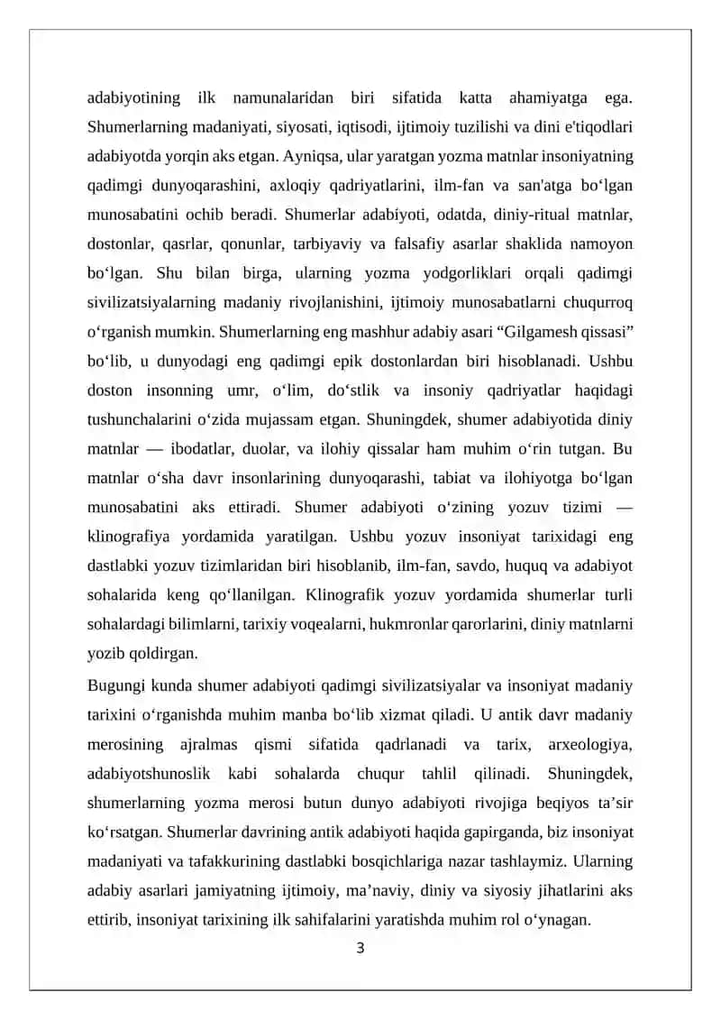 Shumerlar yaʼni antik davr adabiyoti 3
