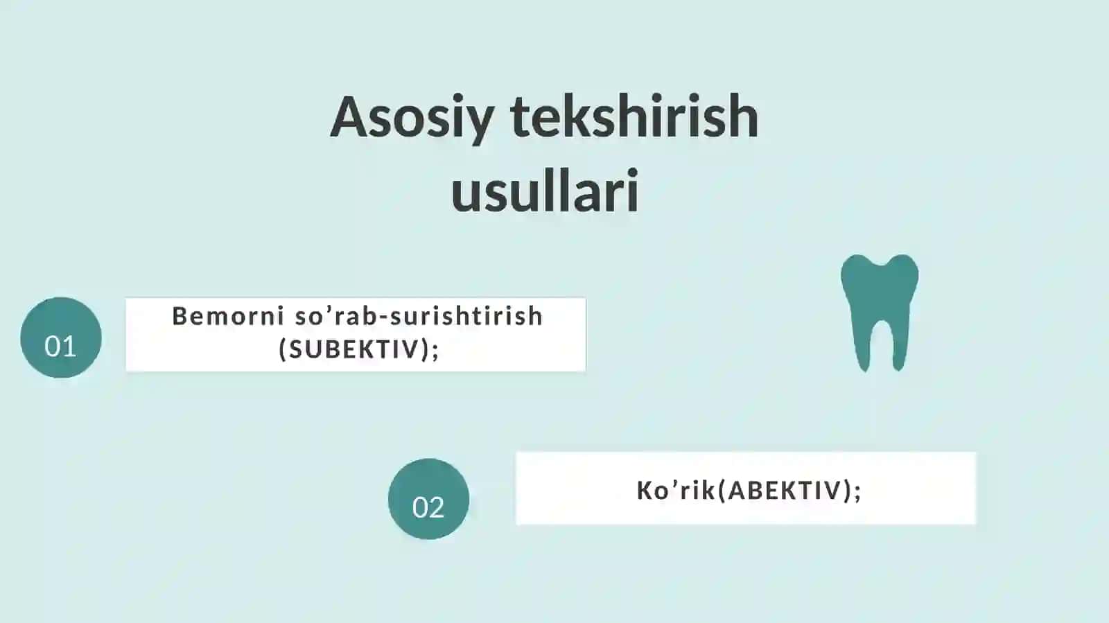 Terapevtik stomatologiya klinikasida bemorlarni tekshirish usullari 3