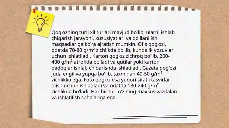 Qog'oz bilan ishlash mavzusiga prezintasiya 3