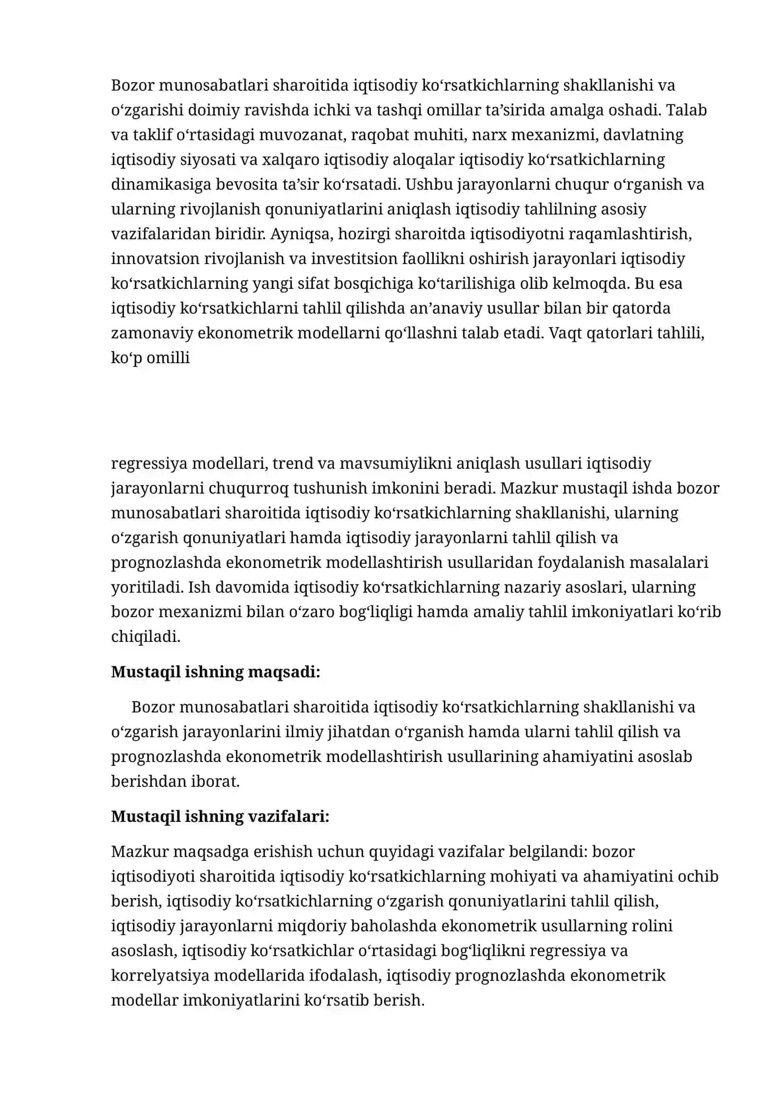 Iqtisodiy ko‘rsatkichlar va ekonometrik analiz 3