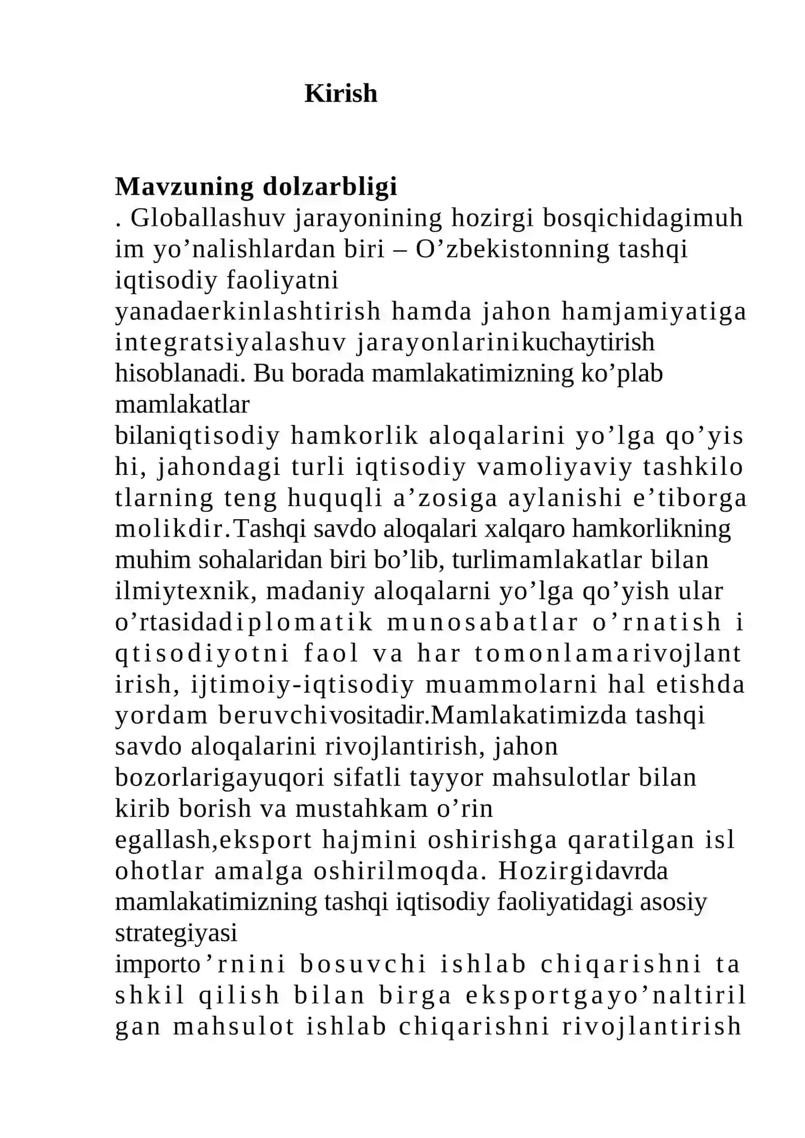 O’ZBEKISTONNING RIVOJLANGAN DAVLATLAR BILAN IQTISODIY VA MADANIY ALOQALARI 3
