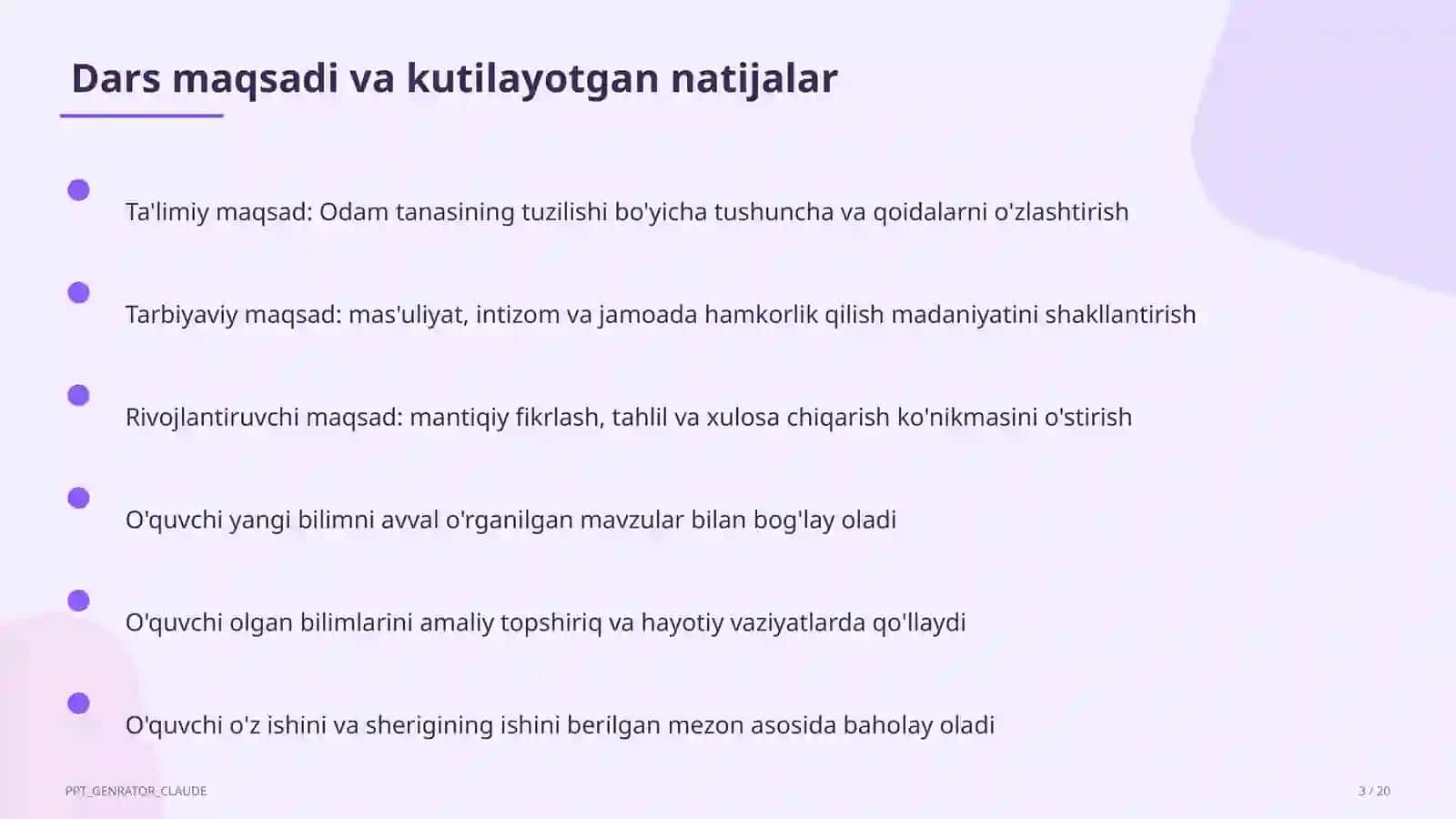 Odam tanasining tuzilishi (2-sinf) 3