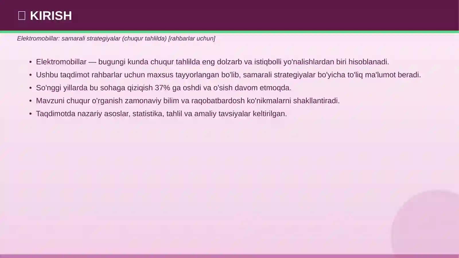 Elektromobillar: samarali strategiyalar (chuqur tahlilda) [rahbarlar uchun] 3
