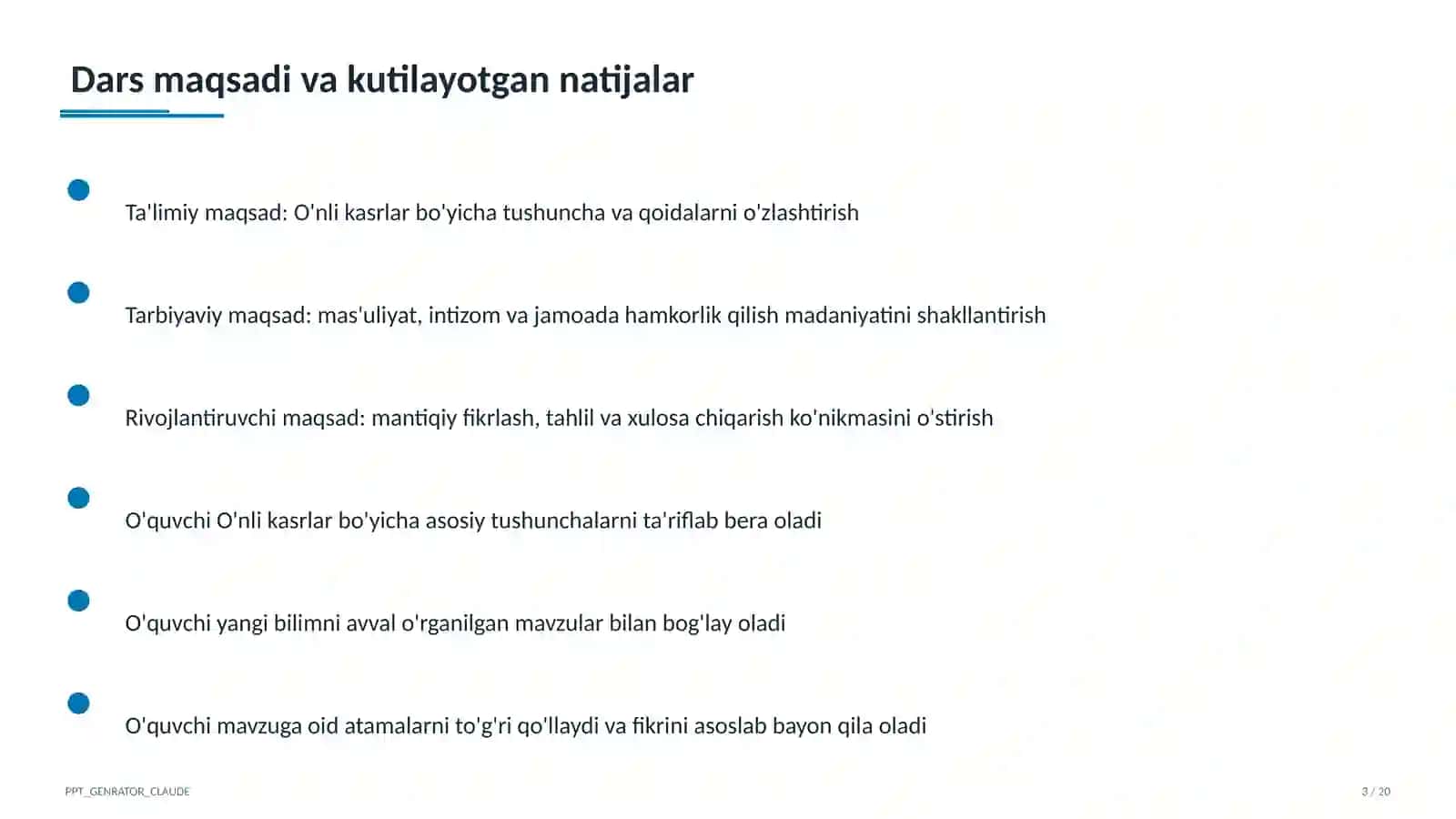 O'nli kasrlar (5-sinf) 3