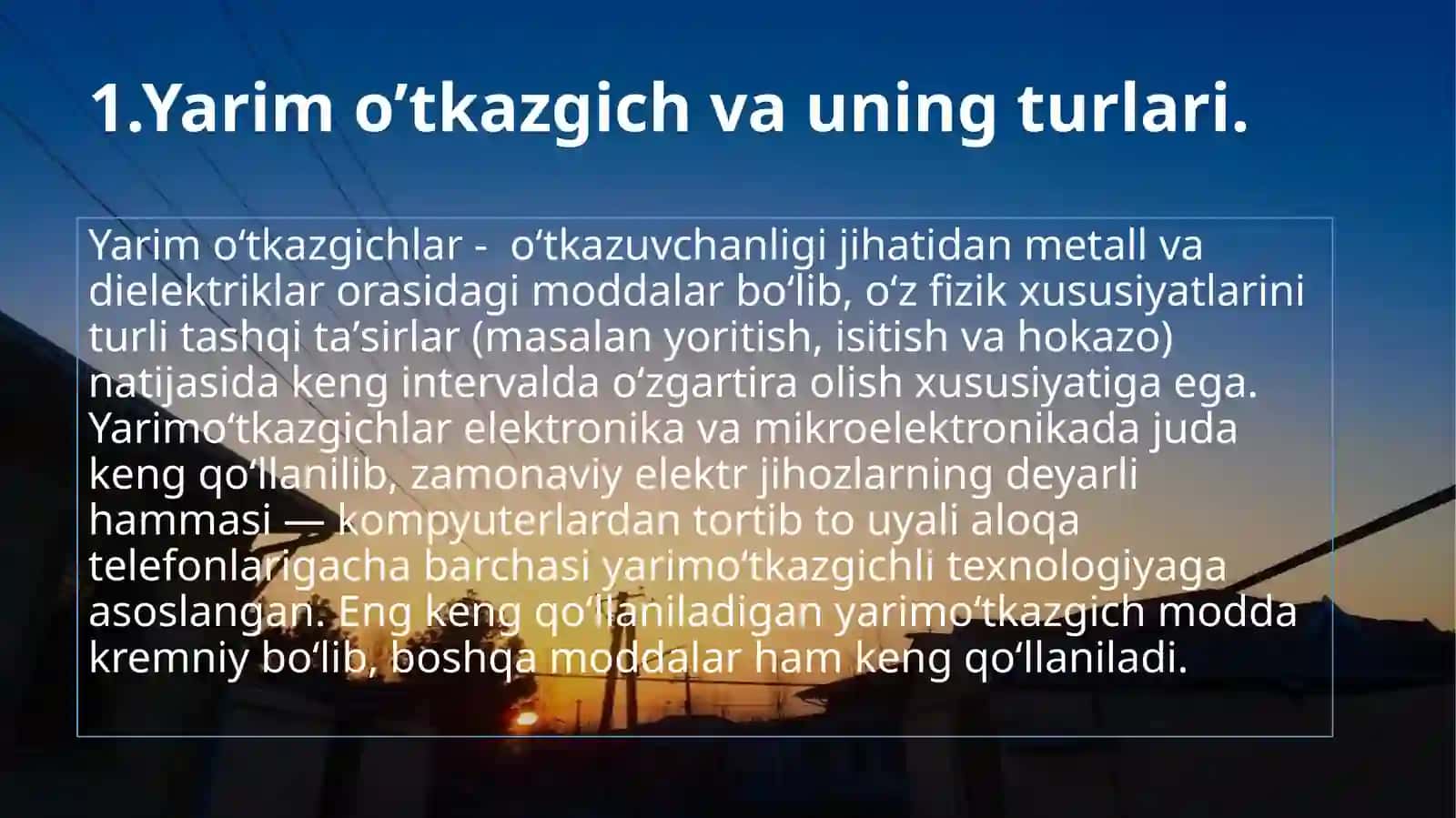 Yarim o`tkazgichlarning elektr o`tkazuvchanligi va Fermi sathi 3
