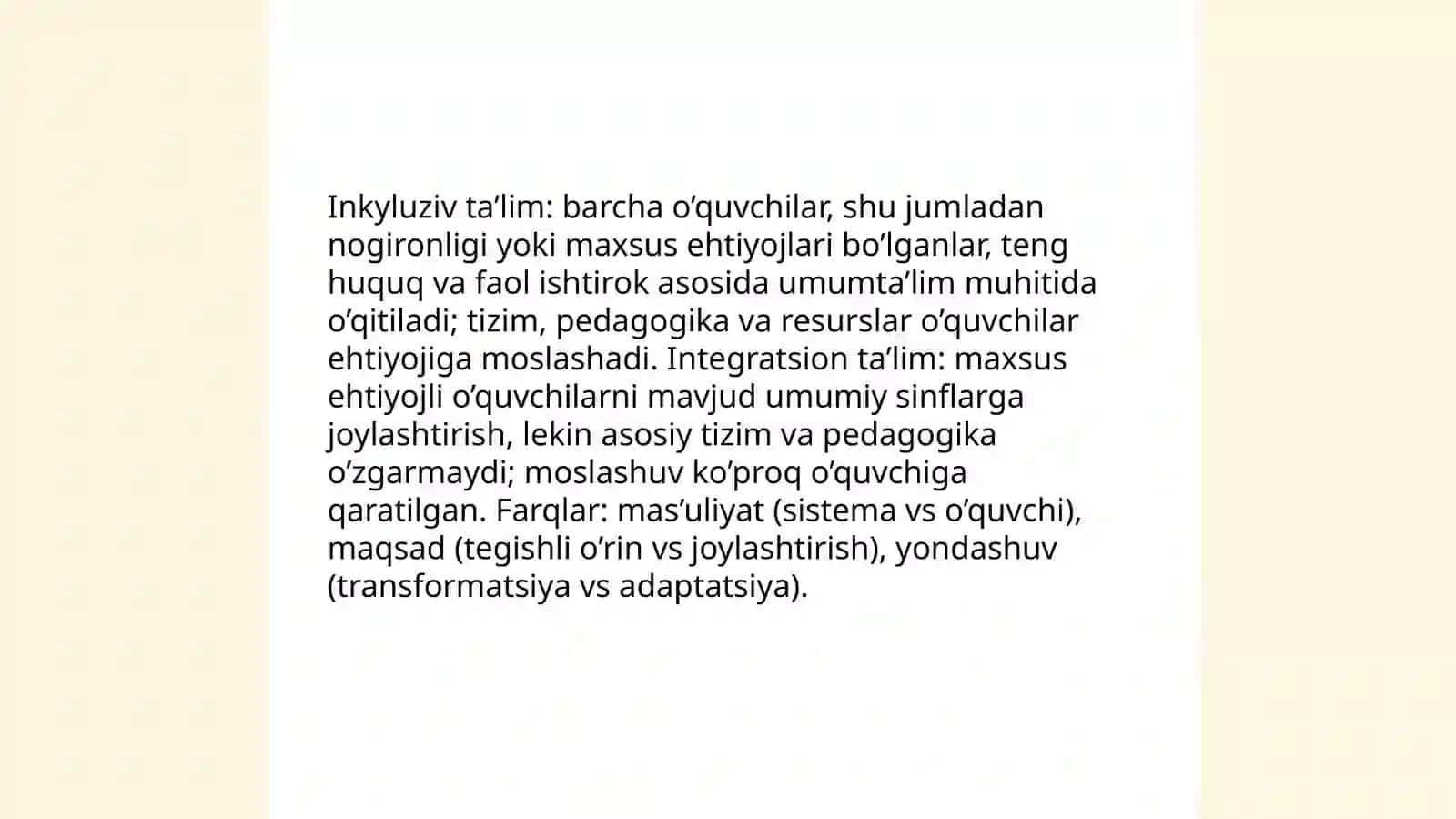 Inklyuziv va integratsion ta'limning qiyosiy tahlili 3