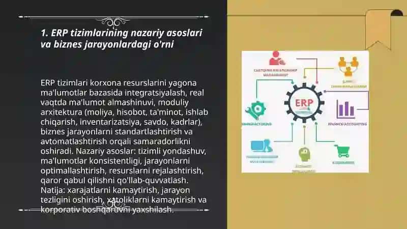 ERP tizimlarining nazariy asoslari va biznes jarayonlardagi o'rni 3