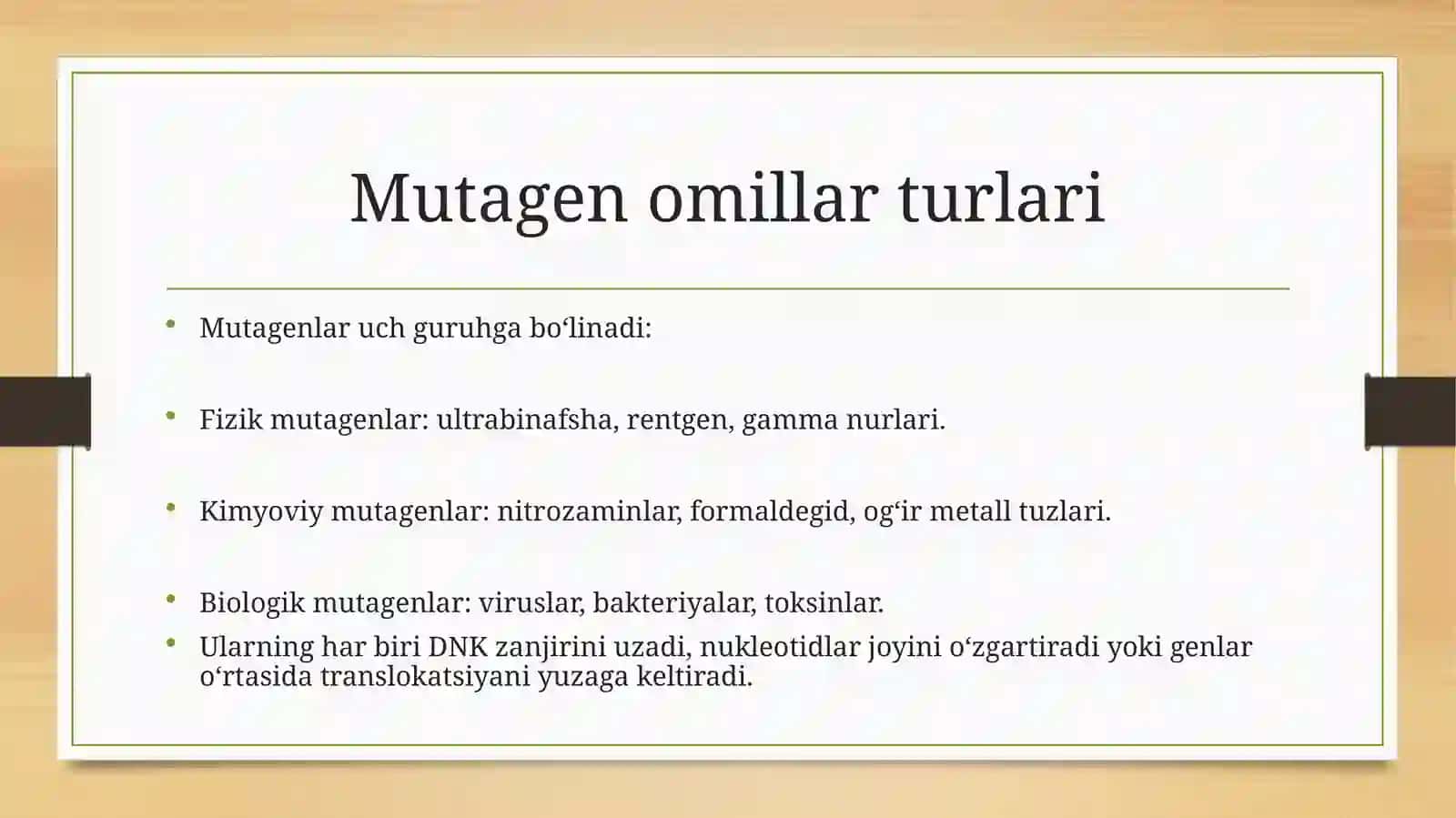 Organizmning mutagen omillarga chidamliligi. Tomas Morganning xromosoma nazariyasi. Jins genetikasi 3