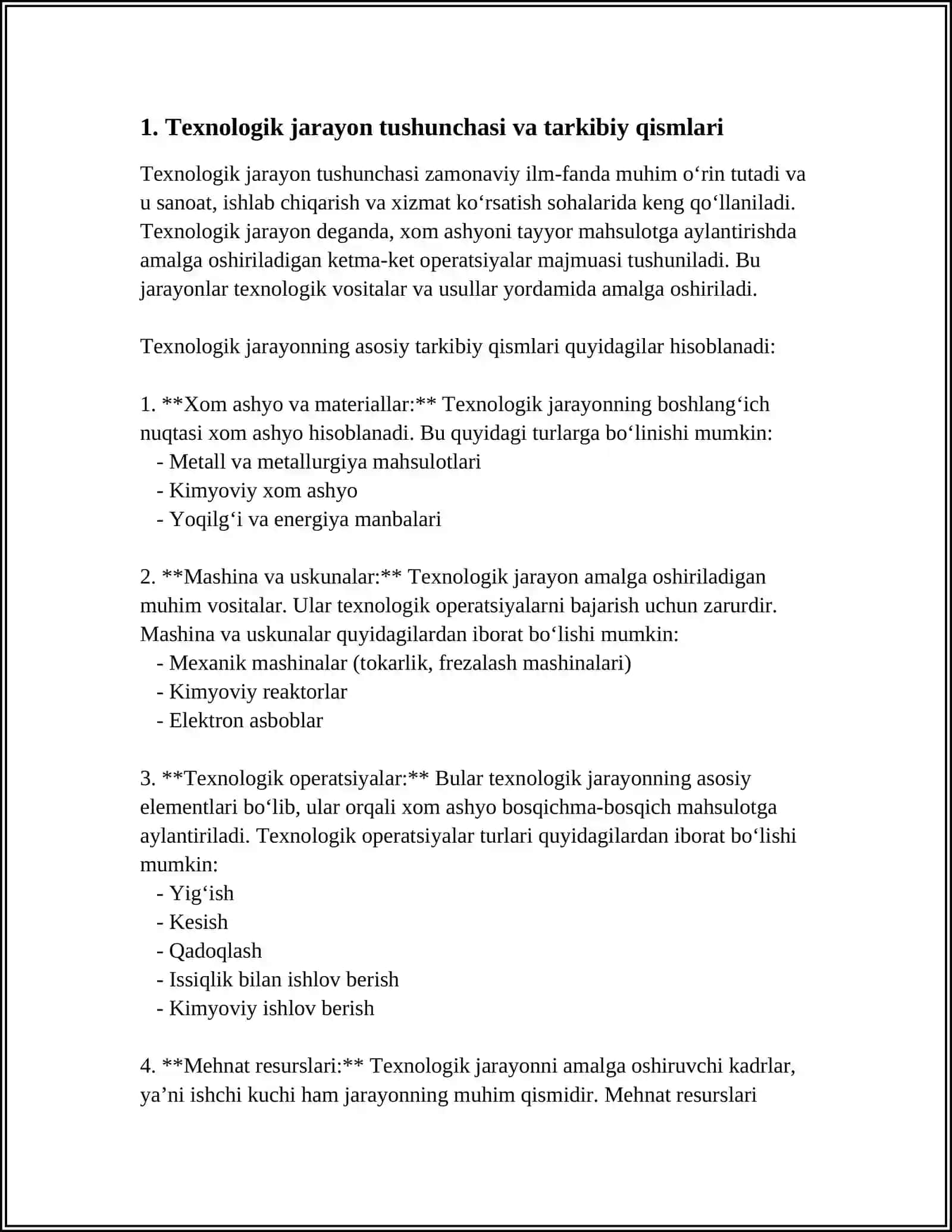 TEXNOLOGIK JARAYONLARNI TARKIBI 3