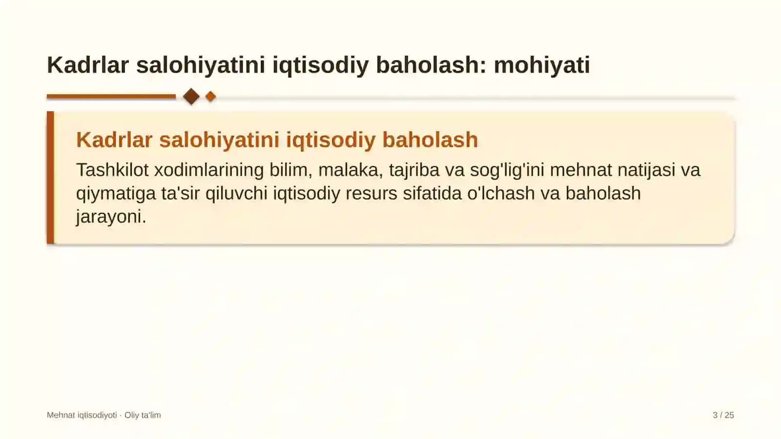 Mehna Iqtisodiyoti · Oliy Talim 3