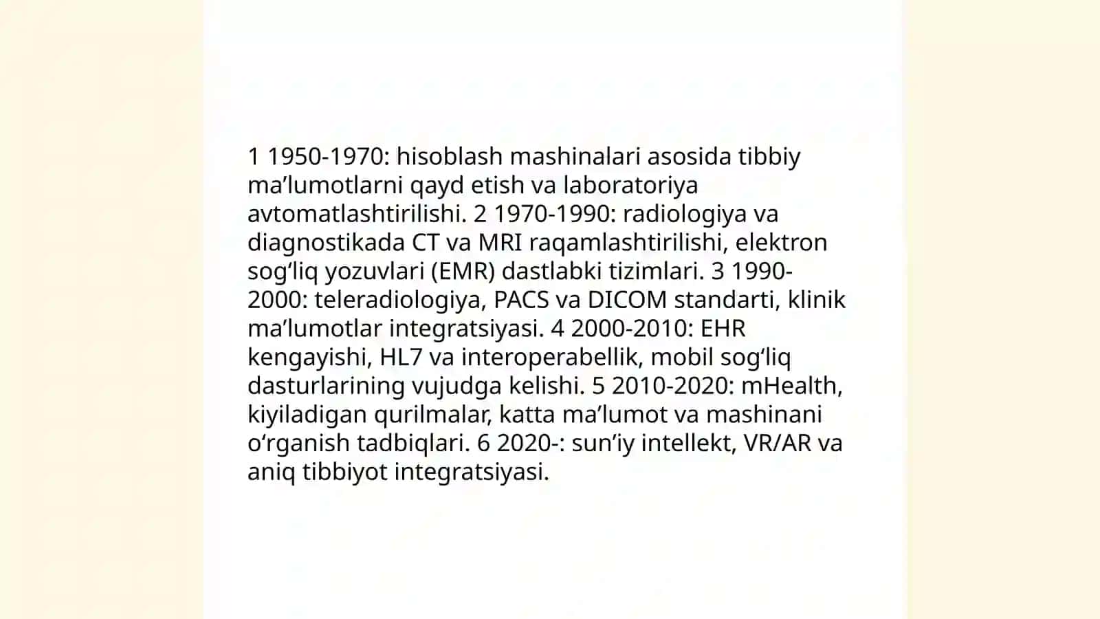 Tibbiyotda axborot raqamli texnologiyalar 3