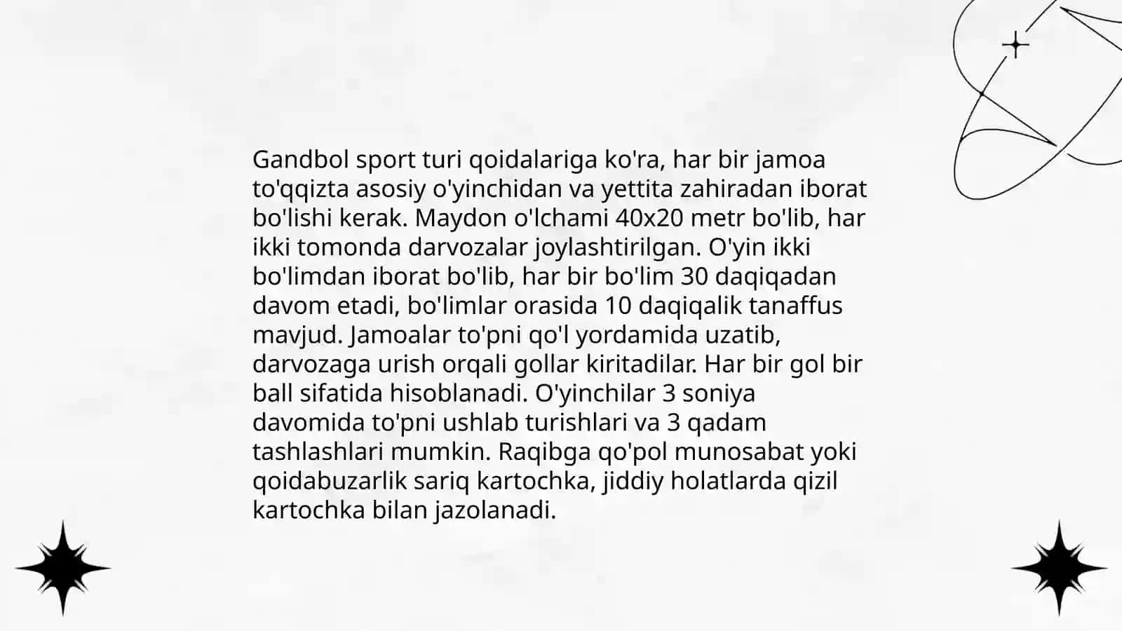 Gandbol o’yin texnikasi tavsifi va bo‘limlari 3