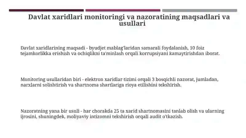 Davlat xaridlari monitoringi va nazorati 3