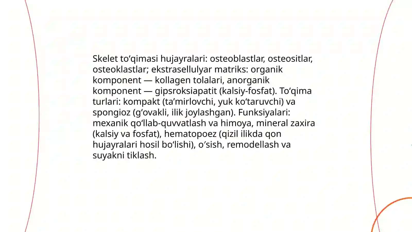 Skelet toʻqimasi,suyak va togʻay toʻqimalari 3
