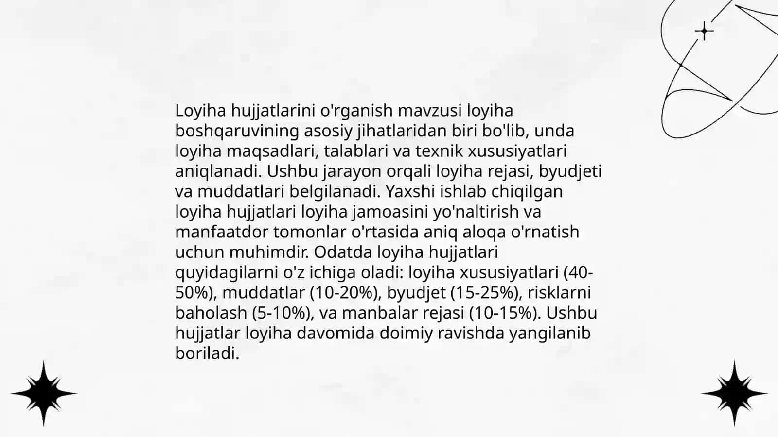 Loyiha hujjatlarini o'rganish 3
