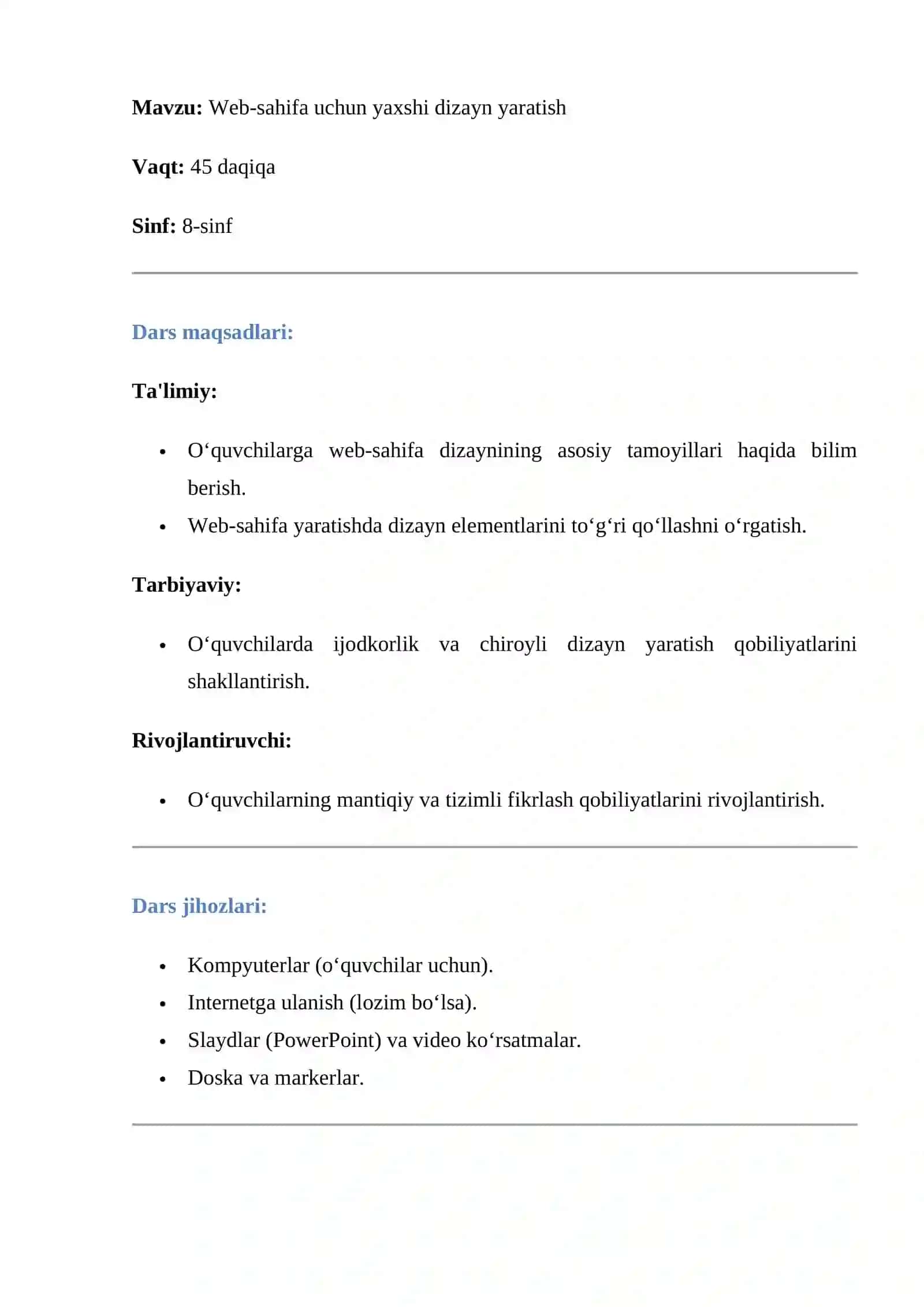 Web-sahifa uchun yaxshi dizayn yaratish 3