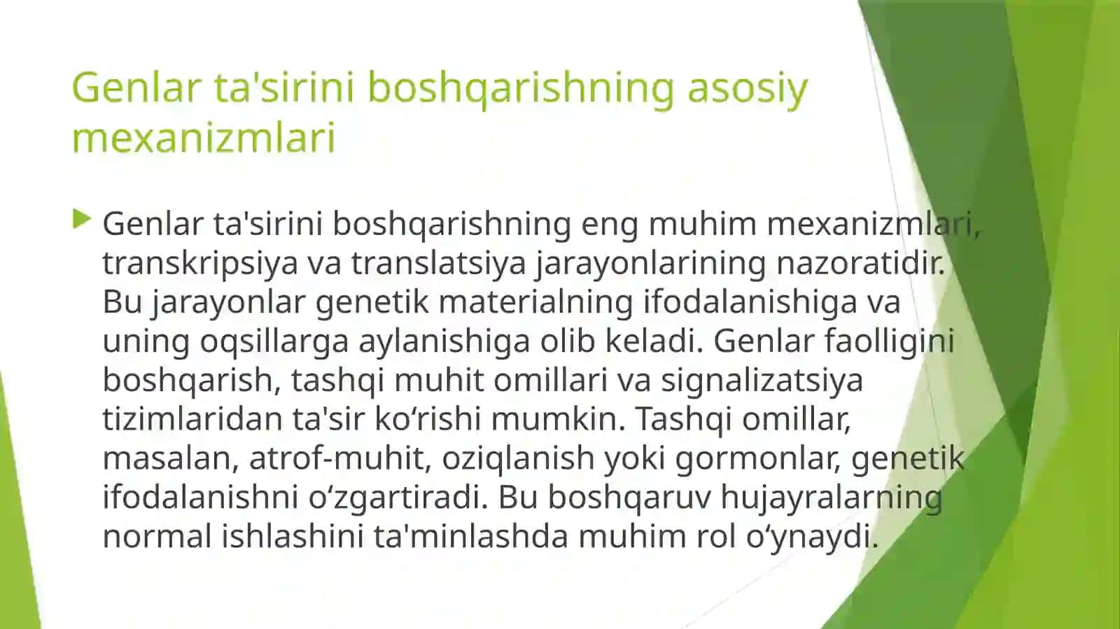 Genlar ta'sirini boshqarishning asosiy mexanizmlari 3