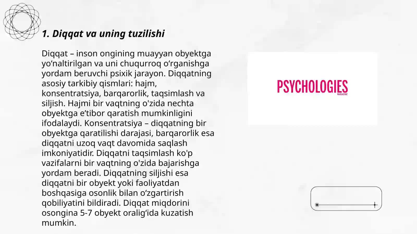 Umumiy psixologiya.Diqqatni ruvojlantirish 3