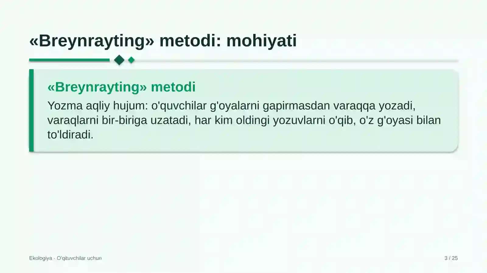 ekologiya darslarida breynrayting metodidan foydalanish 9815 3