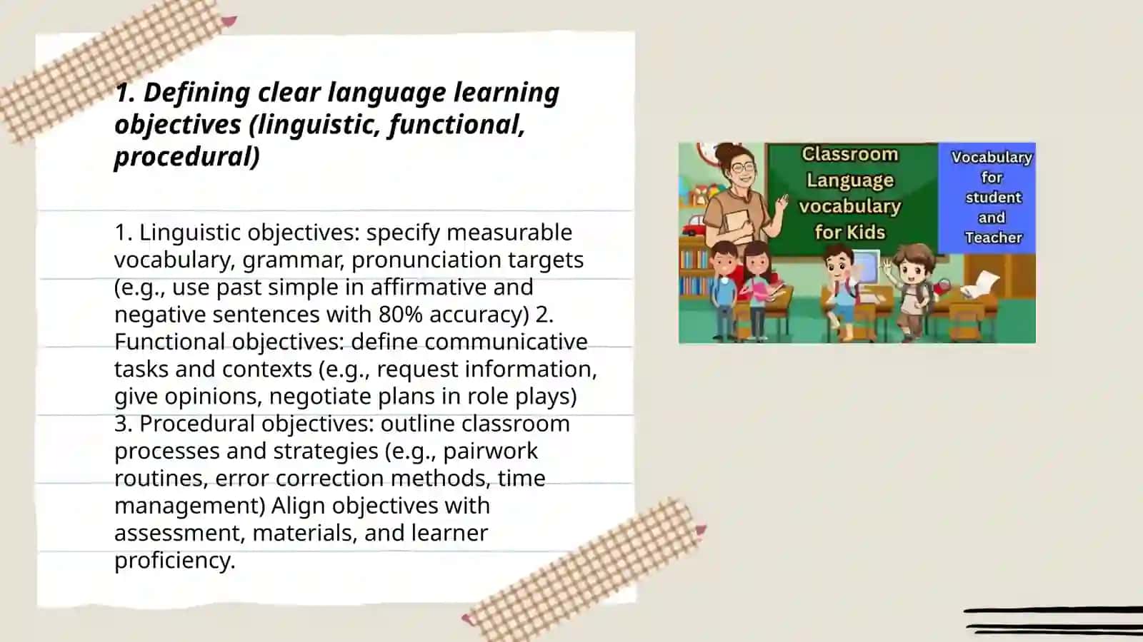Planning for effective use of English in the classroom 3