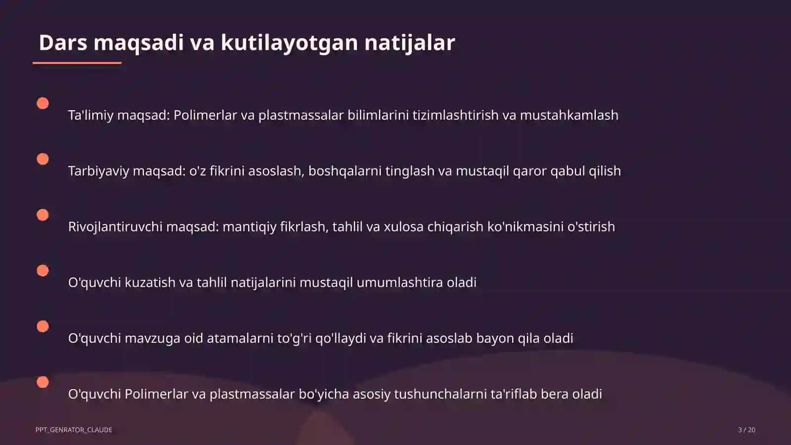 Polimerlar va plastmassalar (11-sinf) 3