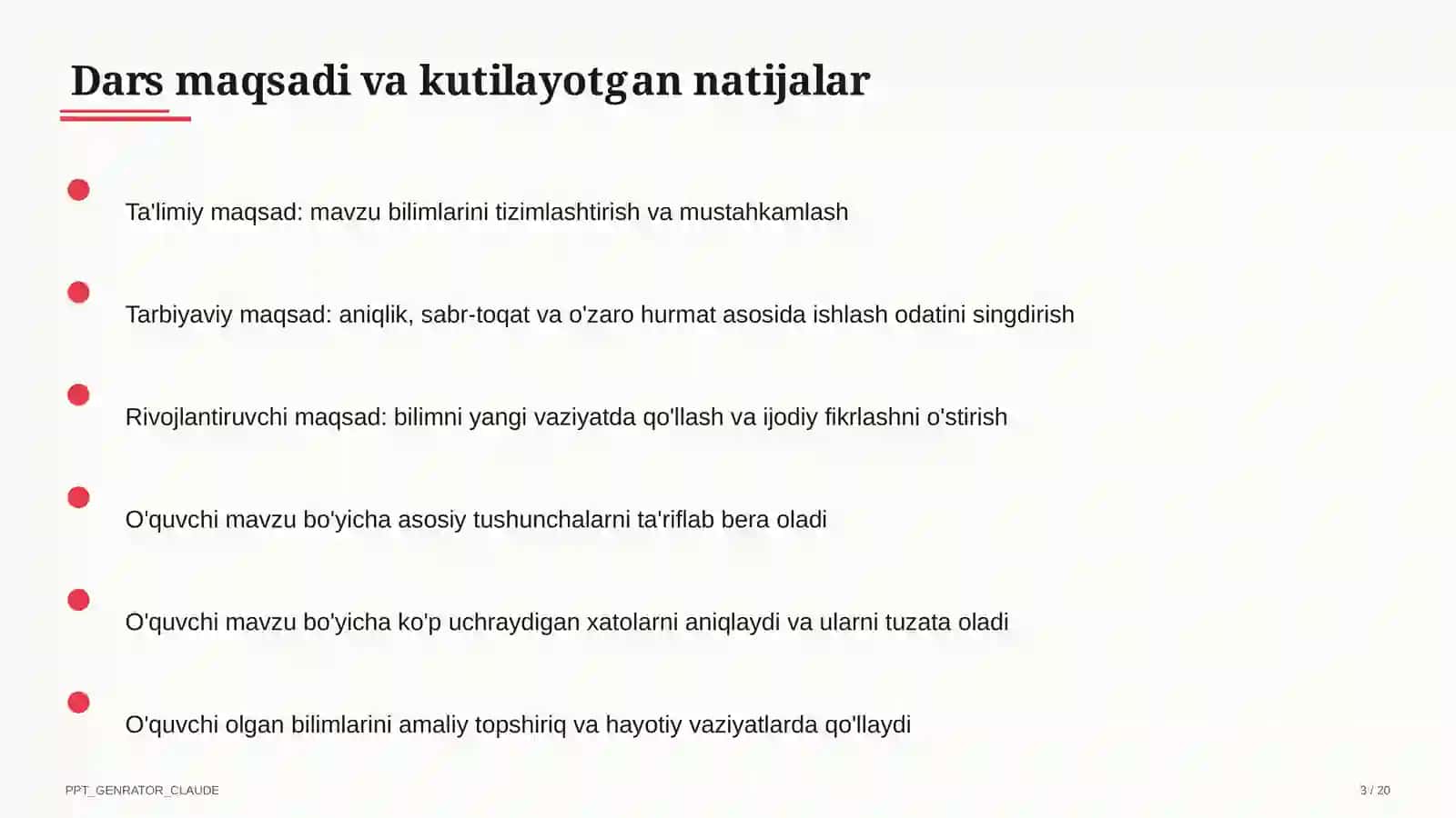 Sinf soati va tarbiyaviy tadbirlar (1–11) — o'qituvchilar uchun 3