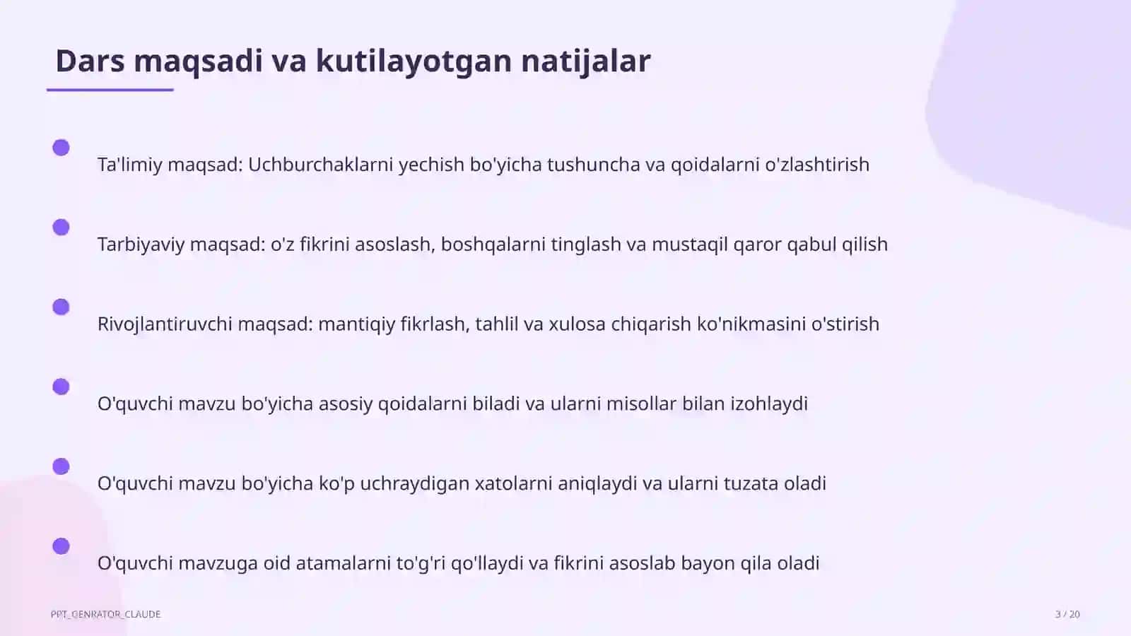 Uchburchaklarni yechish (9-sinf) 3