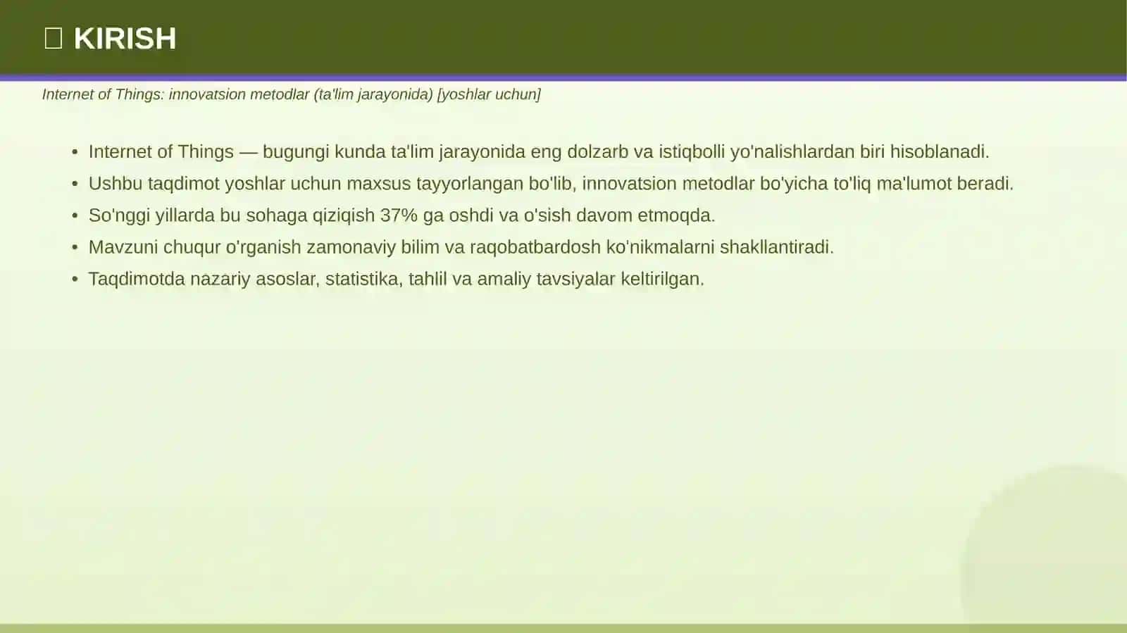 INTERNET OF THINGS: Innovatsion metodlar (ta'lim jarayonida) [yoshlar uchun] 3
