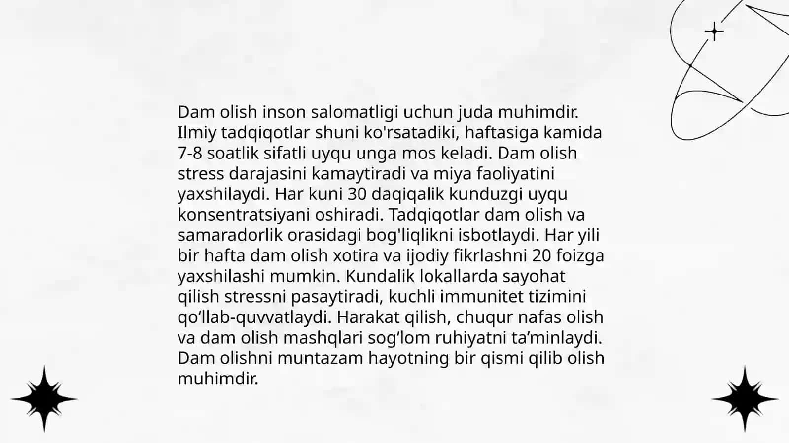 Dam olish vaqti va tatillar 3