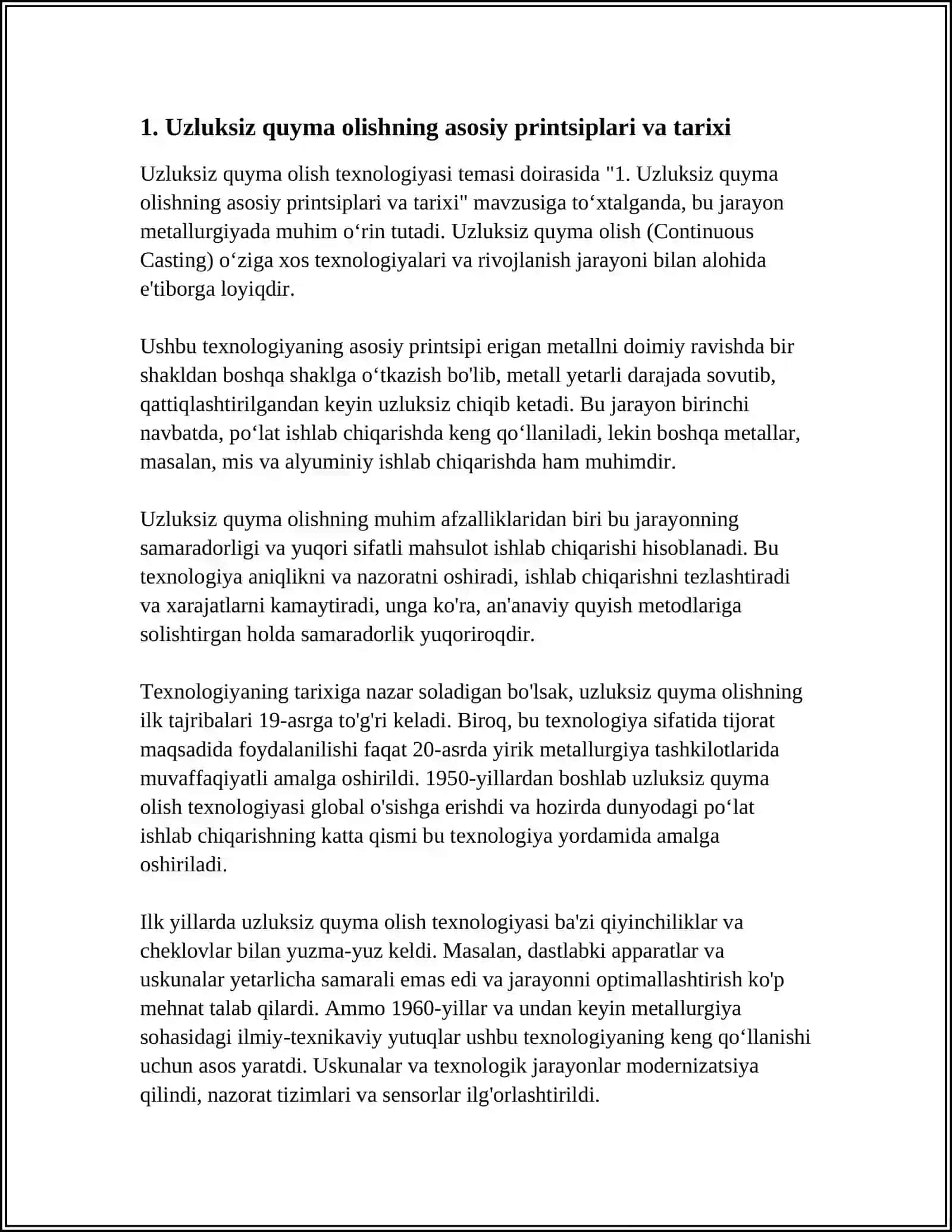 Uzluksiz quyma olish texnologiyasi 3