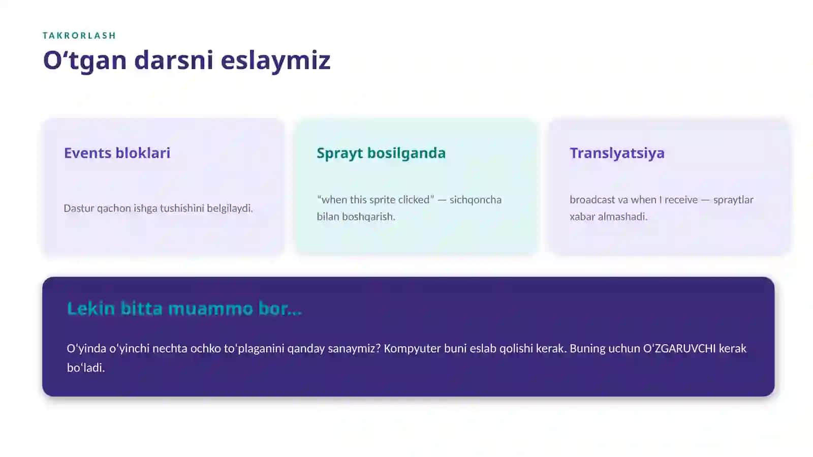 O'zgaruvchilar va ularni boshqarish 3