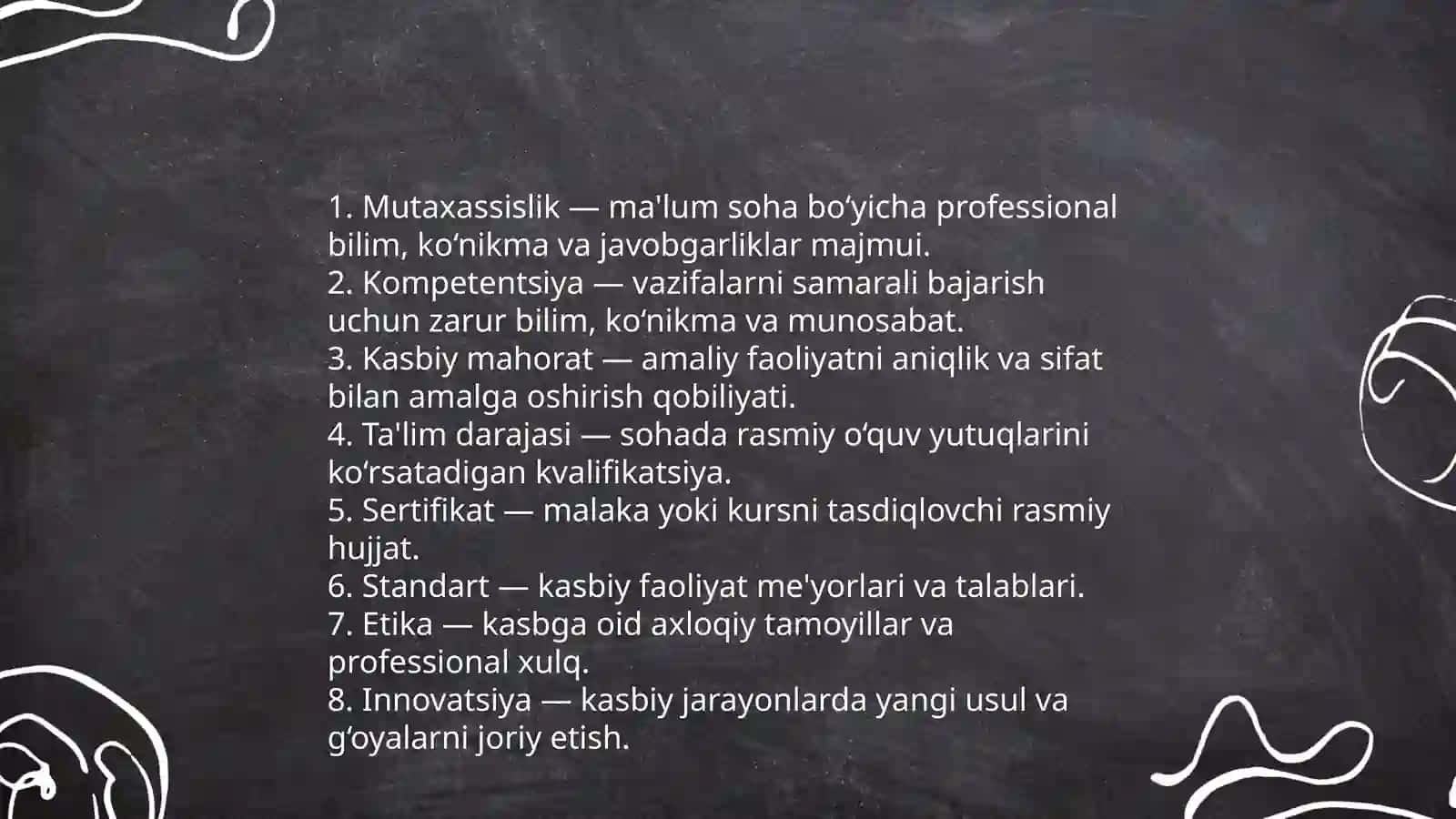 Mutaxassisligim haqida mikromavzu doirasida terminologik glassariy 3