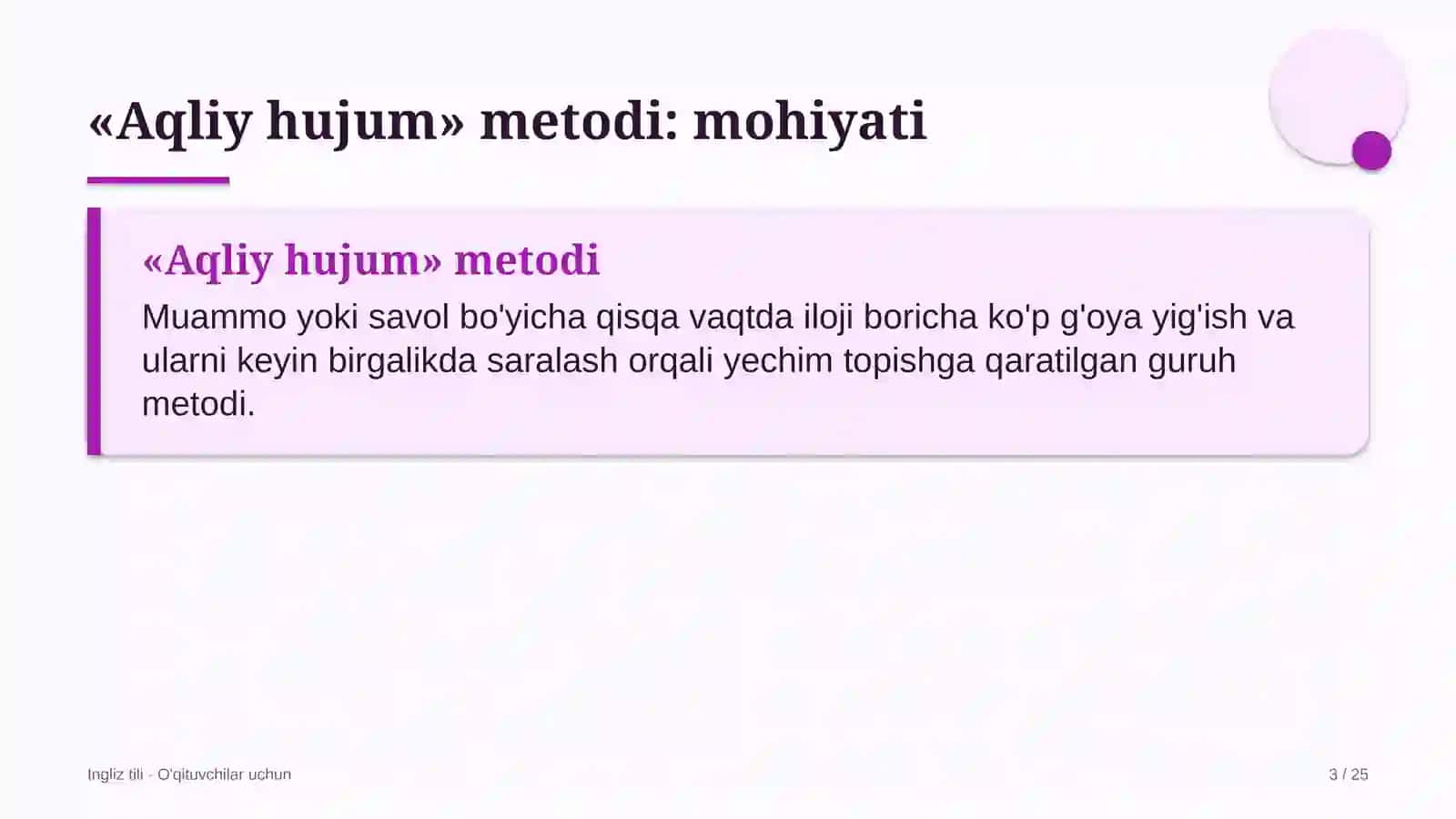 ingliz tili darslarida aqliy hujum metodidan foydalanish 8945 3