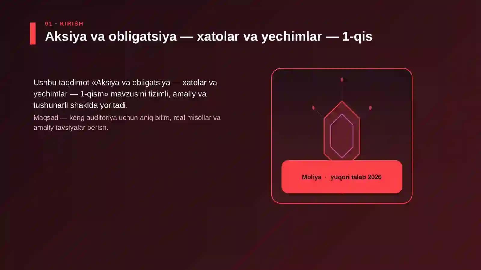 Aksiya va obligatsiya — xatolar va yechimlar — 1-qism 3