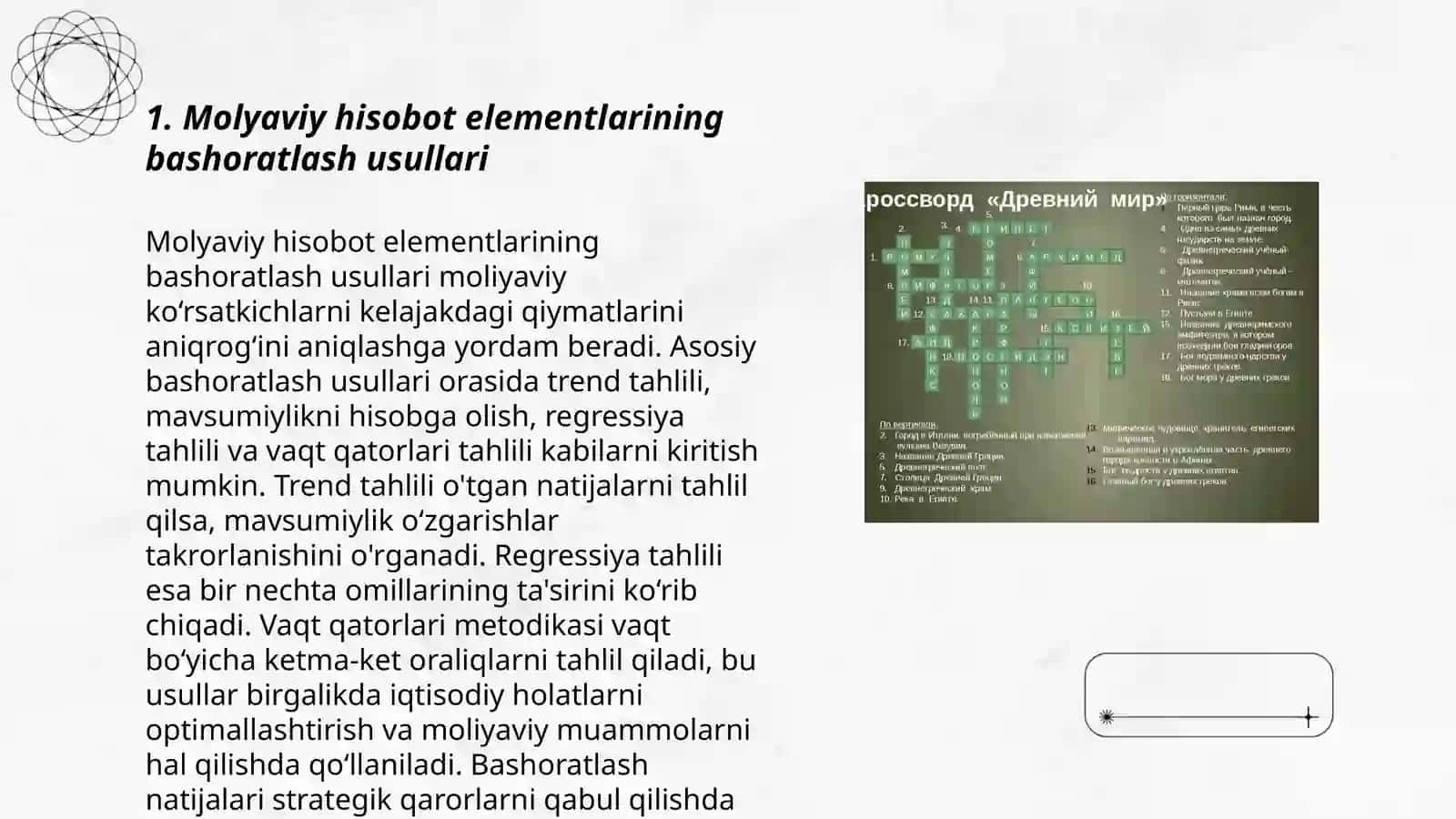 Molyaviy hisobot elimentlarini bashoratlash va unda qo'llaniladigan turli modellar 3