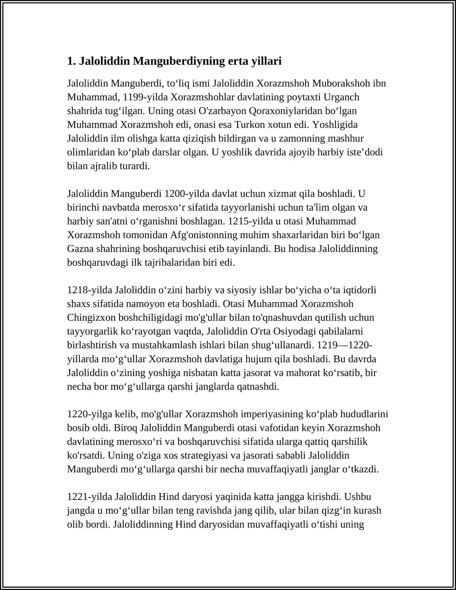 JALOLIDDIN MANGU BERDI HAYOTI VA JANGLARI YURISHLARI VAFOTI 3