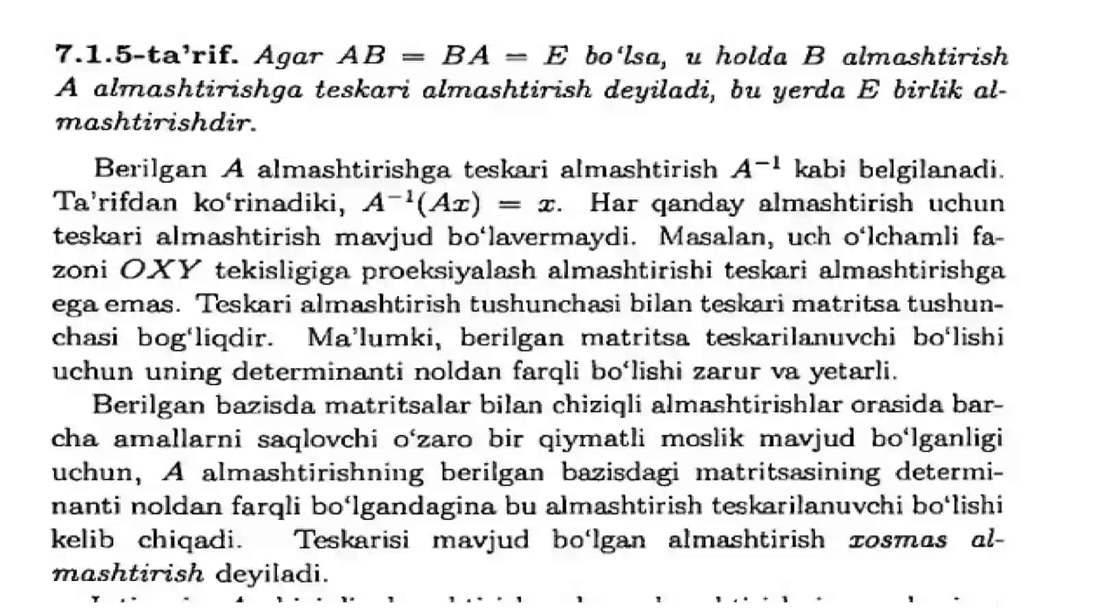 TESKARI ALMASHTIRISH 3