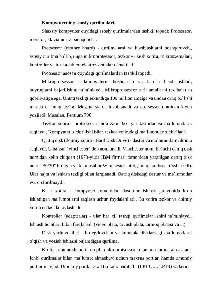 Kompyuterning asosiy qurilmalari 3