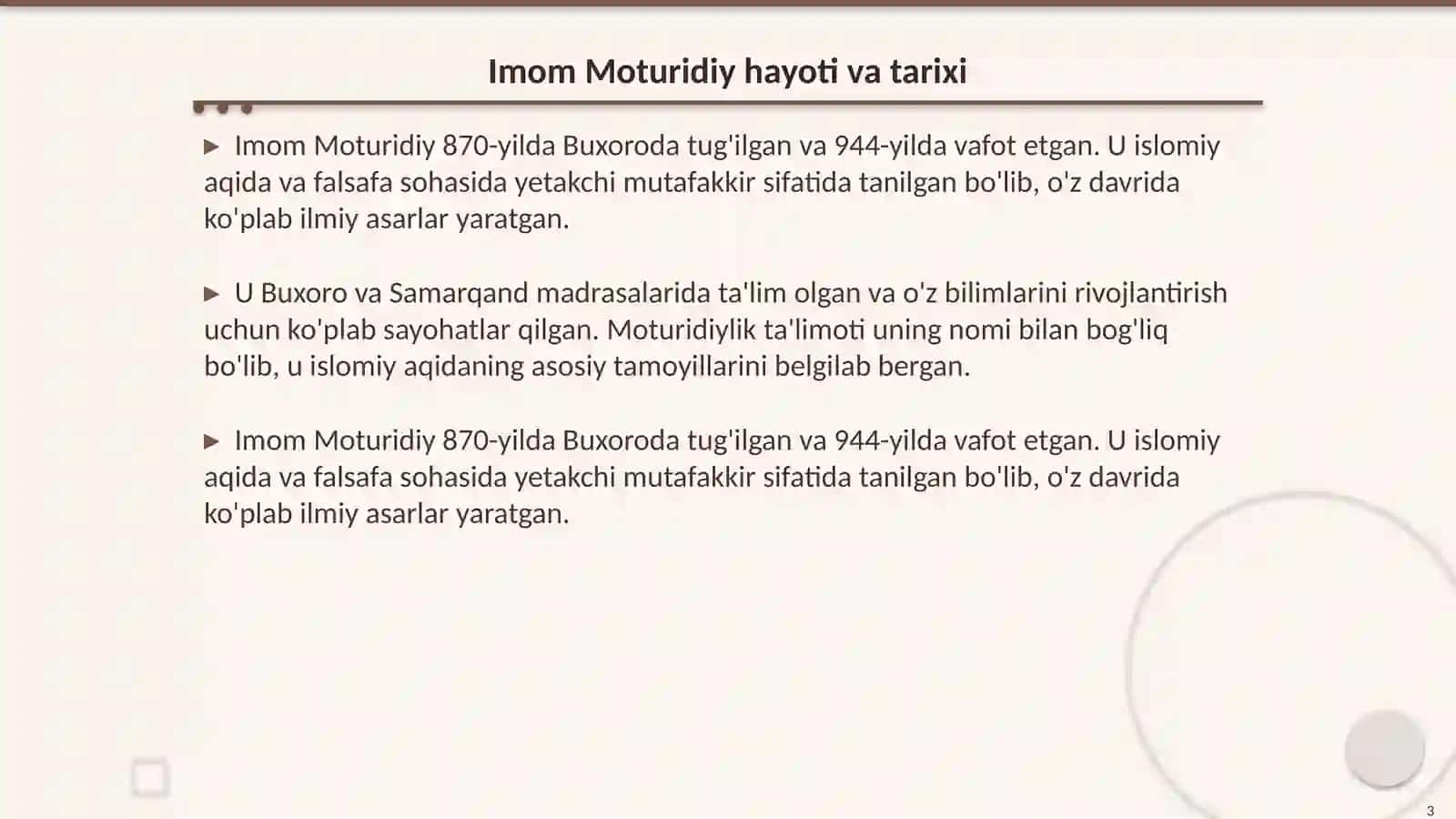 Imom Moturidiy va uning qarashlari 3