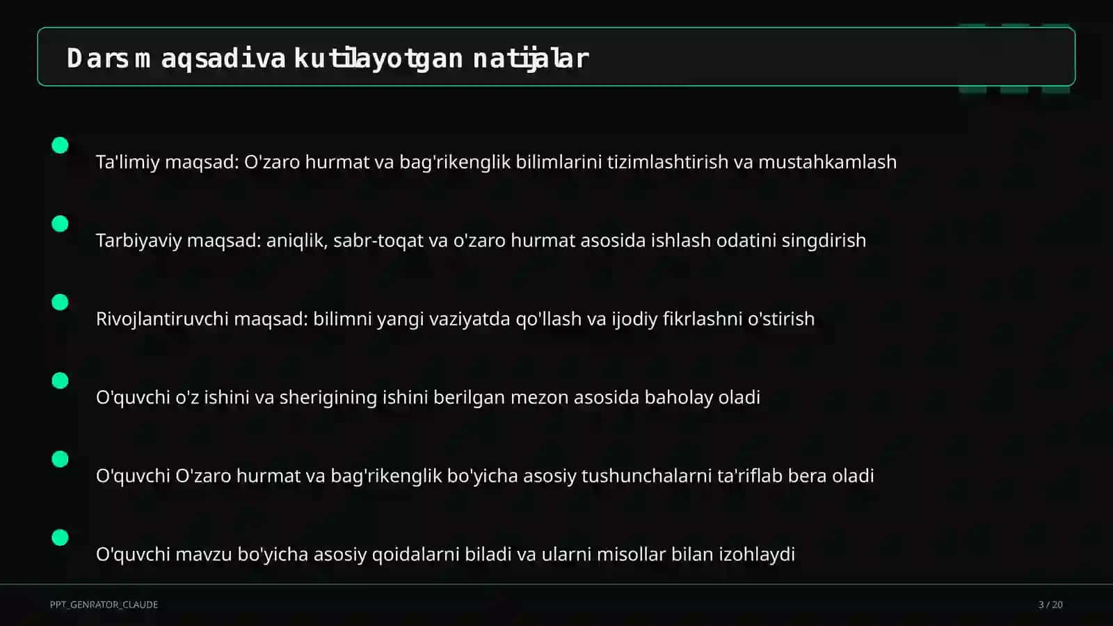 O'zaro hurmat va bag'rikenglik (7-sinf) 3