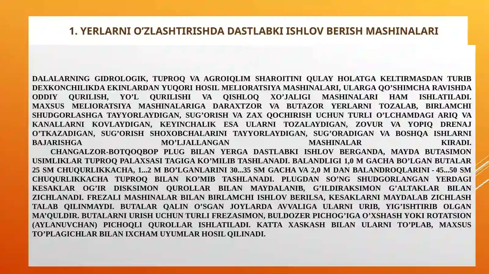 Melioratsiyava sugorishishlarida qo‘llaniladigan mashinalar 3
