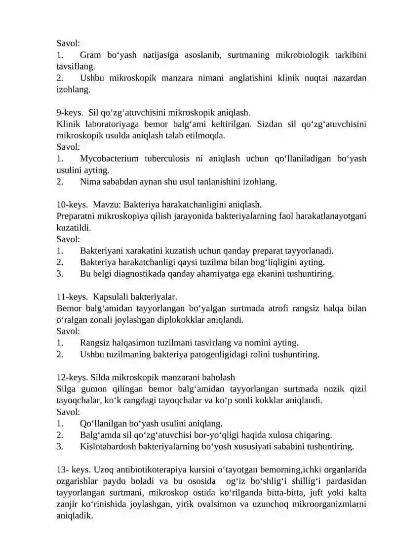 MIKROBIOLOGIYA FANIDAN VAZIYATLI MASALALAR 3