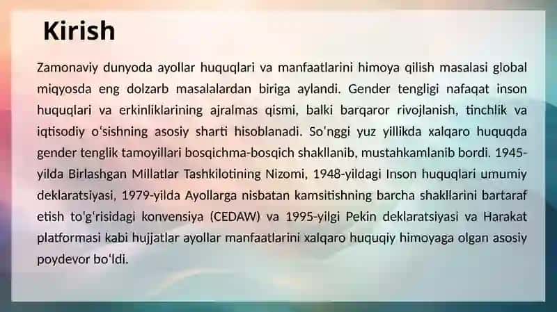 Ayollar manfaatini ta’minlashning xalqaro-huquqiy asoslari 3