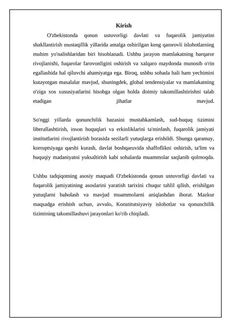 O'zbekistonda Huquqiy Davlat va Fuqarolik Jamiyati Asoslarining Barpo Etilishi 3