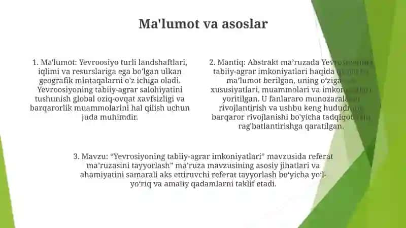 Pereparationof An Abstract Lecture On “Natural-Agrarian Possibillites Of Eurasia” 3