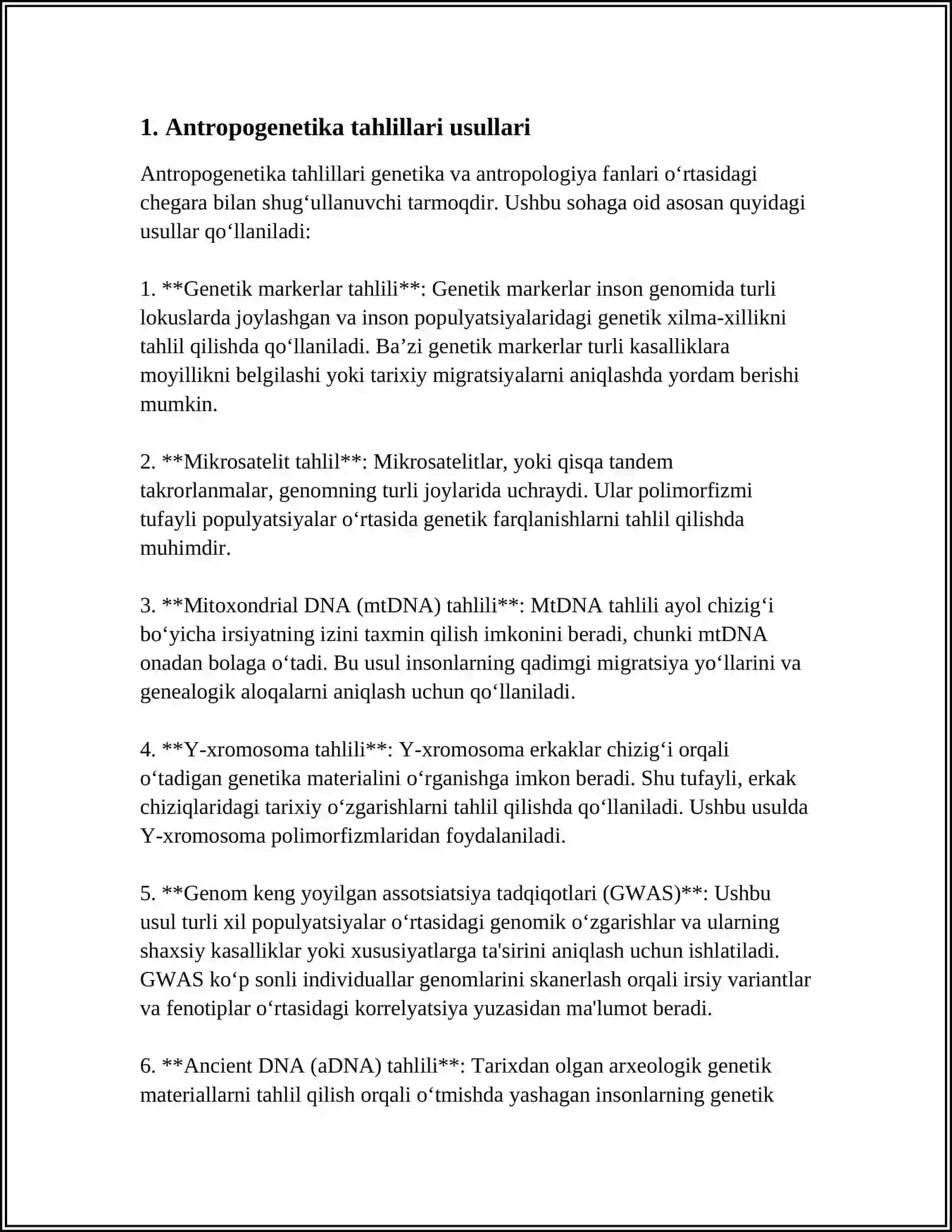 ANTROPOGENETKA USULLARI BIOKIMYOVIY VA SITOGENETIK USULLARI 3