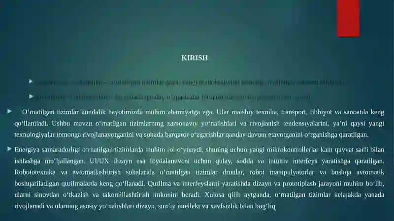 Zamonaviy yo‘nalishlar va rivojlanish tendensiyalari KURS ISHI TAQDIMOTI 3